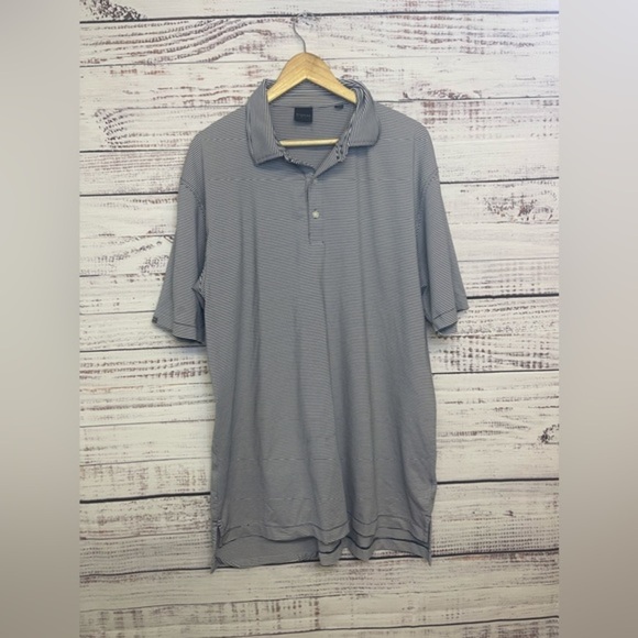 Dunning Golf Performance Polo Shirt Black White Stripes Mens‎ Size XL - Picture 1 of 8